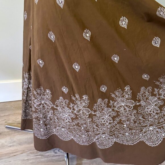 Vintage 90's Brown Midi Circle Skirt - Picture 9 of 9